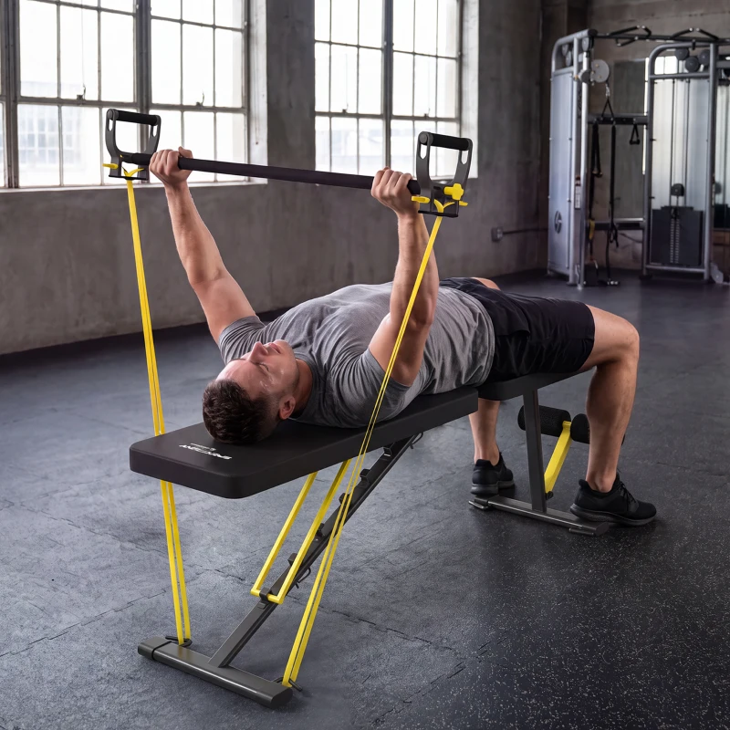 SPORTNOW Adjustable Weight Bench, 300kg Incline Decline Flat Foldable Bench Press with 7 Backrest Positions and Resistance Bands