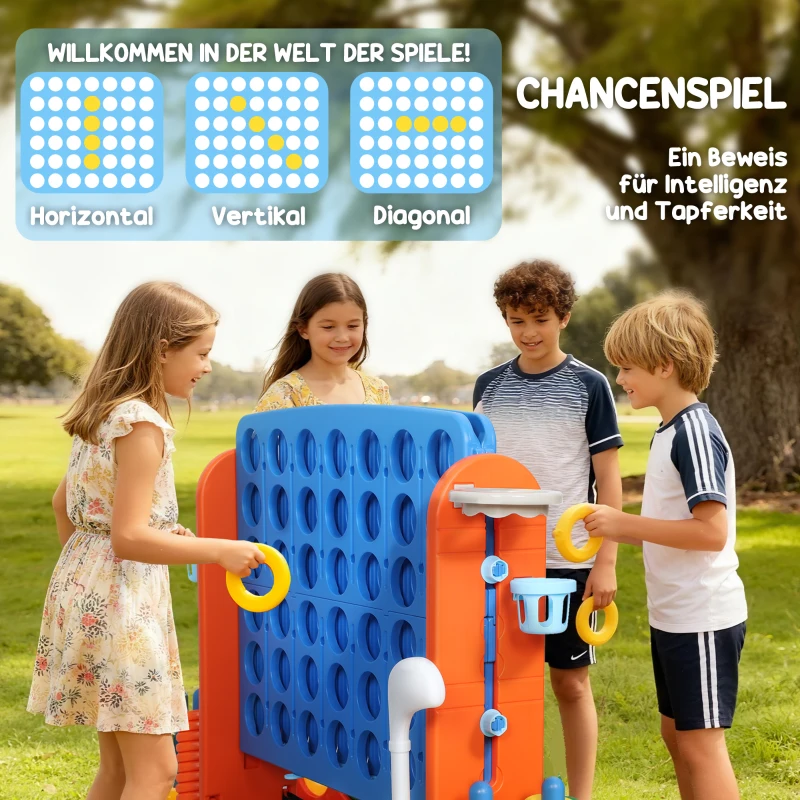 AIYAPLAY 4-in-1 spellenset, Vier op een Rij, in hoogte verstelbaar, netzak, kunststof, kleurrijk