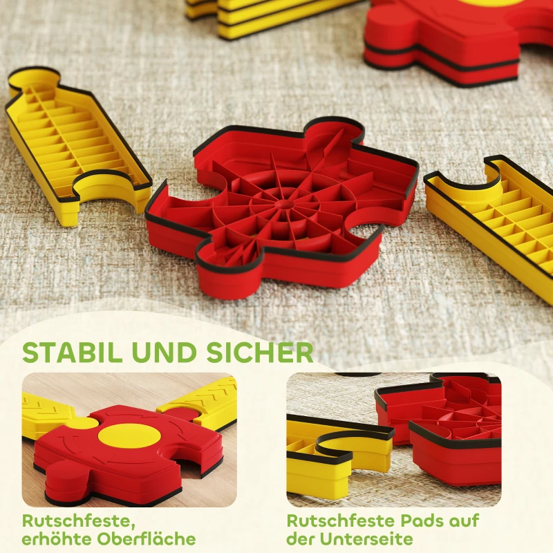 AIYAPLAY Kinder Balansbalk Set, vrij ontwerpbaar, kunststof, flexibele onderdelen, Geel+Rood