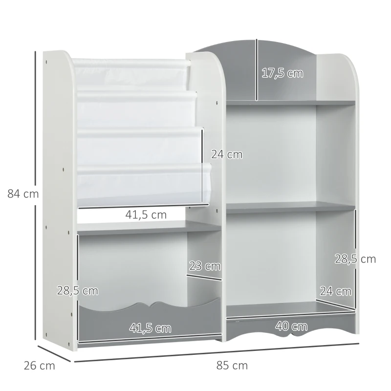 ZONEKIZ Estantería para Niños Organizador de Juguetes Estantería Infantil con Estantes Abiertos para Dormitorio 85x26x84 cm Gris