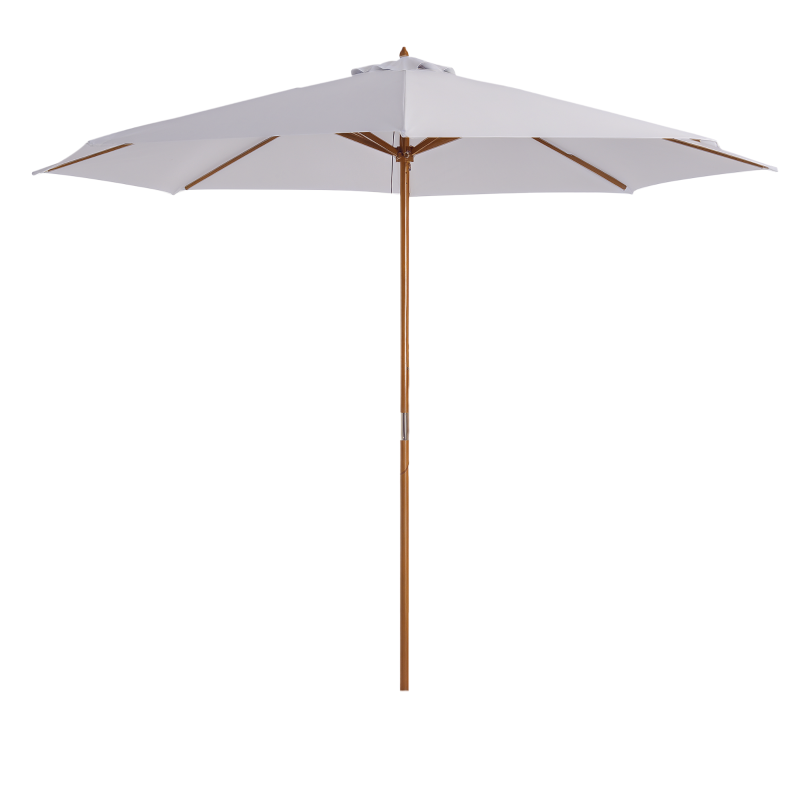 Outsunny Zonnescherm houten parasol tuinscherm balkonparasol 3 x 2,5 m wit marktparasol