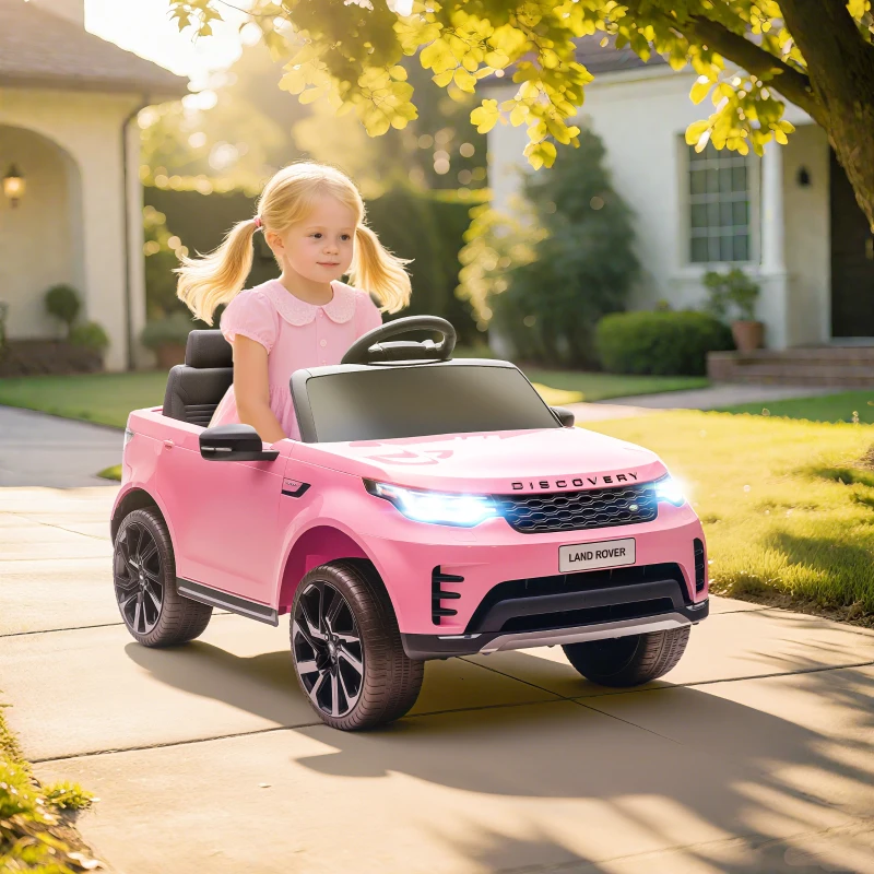 AIYAPLAY Macchina Elettrica per Bambini Licenza Land Rover con Fari LED, Clacson e Telecomando, 105x68.5x58 cm, Rosa