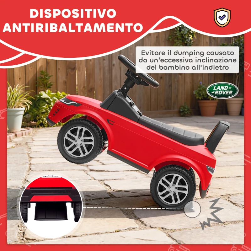AIYAPLAY Macchina per Bambini Licenza Land Rover con Clacson e Spazio Portaoggetti, 65.5x28x42 cm, Rosso