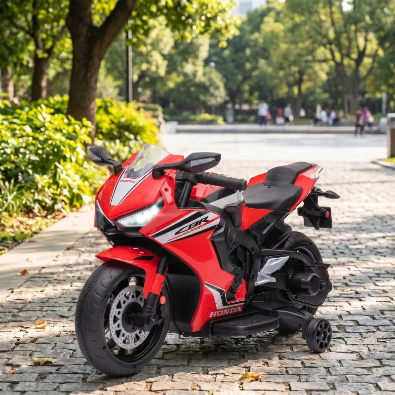 HOMCOM Motocicletă Electrică pentru Copii cu Licență HONDA, Baterie Reîncărcabilă 6V, Viteză 3km/h, Roșie(m-9)