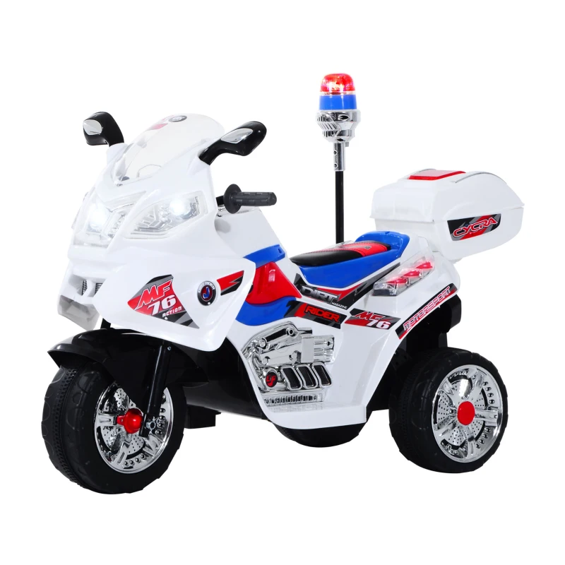 HOMCOM Moto Scooter électrique pour Enfants modèle Policier Fonctions sirène et gyrophare à partir de 3 Ans