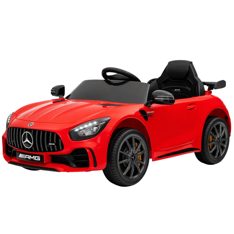 AIYAPLAY Macchina Elettrica per Bambini 3-6 Anni Mercedes-AMG GTR con 2 Motori e Telecomando, 3-5 km/h, Rosso