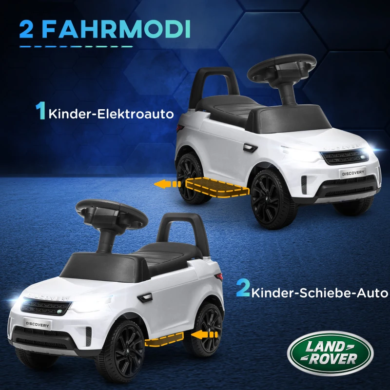AIYAPLAY Elektrische kinderauto 6V, Land Rover, rij-/duwmodus, koplampen, muziek, Wit
