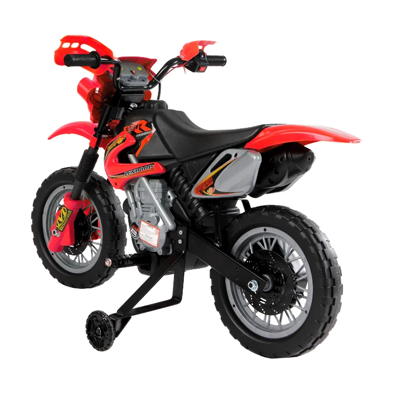 HOMCOM Moto Cross électrique Enfant 3 à 6 Ans 6 V phares klaxon musiques 102 x 58 x 66 cm Rouge et Noir(m-11)