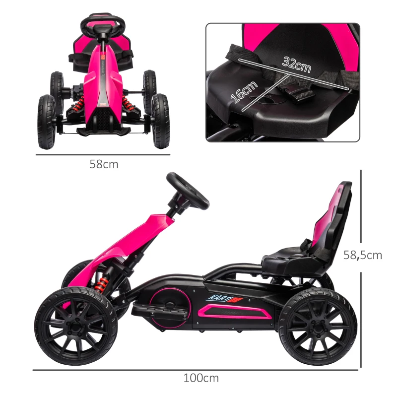 HOMCOM Kart électrique pour enfant 12V - Vitesse réglable 3-5km/h pour enfants de 3 à 8 ans - siège réglable - rose
