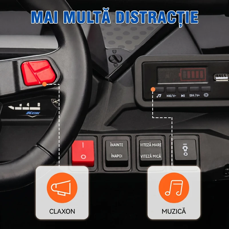 AIYAPLAY Mașină Electrică pentru Copii 3-8 Ani 24V cu Conducere Manuală și Telecomandă, Viteză 5-7 km/h, Albastră(m-8)
