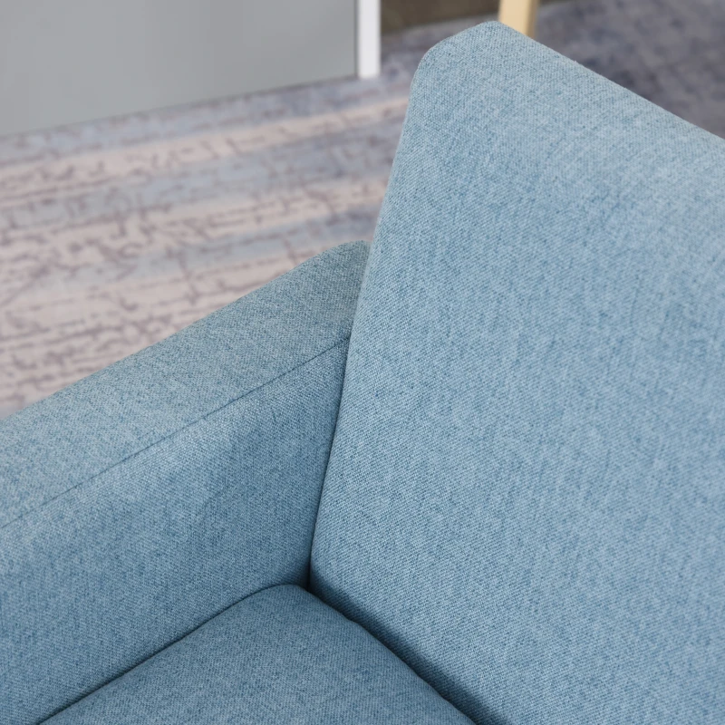 HOMCOM kinderfauteuil kinderbank met dik schuim en dikke zitkussens kinderbankstoel ligbank met anti-slip pootjes voor 3-6 jaar kinderen hout linnen schuim blauw 49x45x44,5 cm