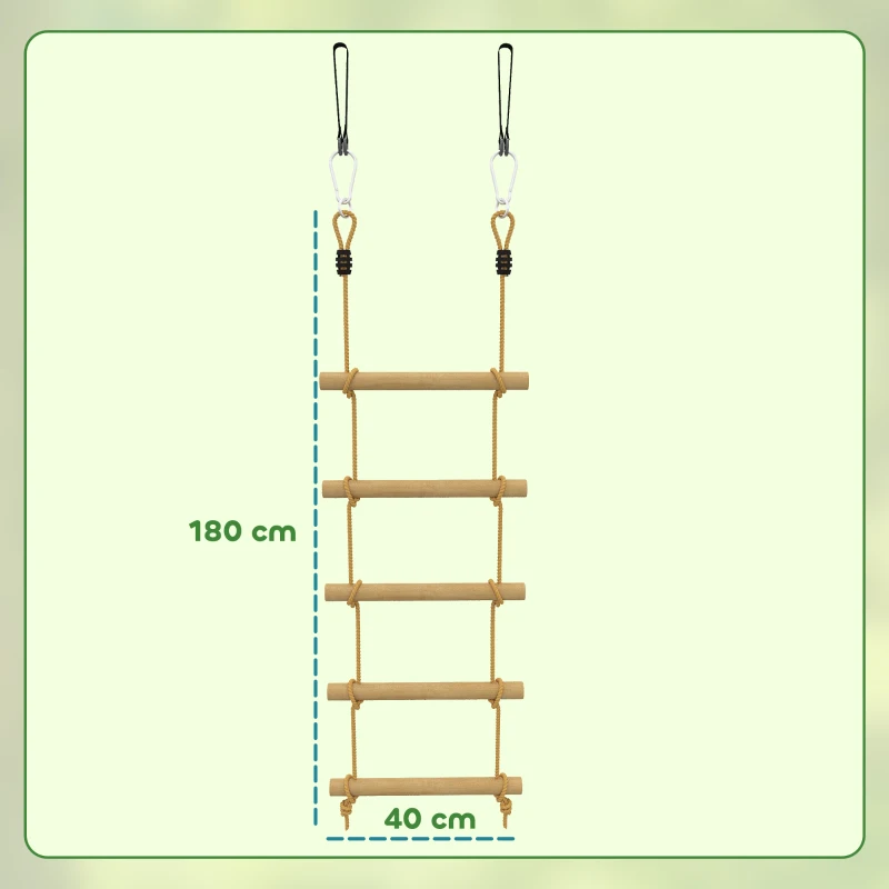 AIYAPLAY Scaletta per Bambini 3-8 Anni a 5 Pioli con Fibbie e Cinghie, in Legno e PE, color Legno