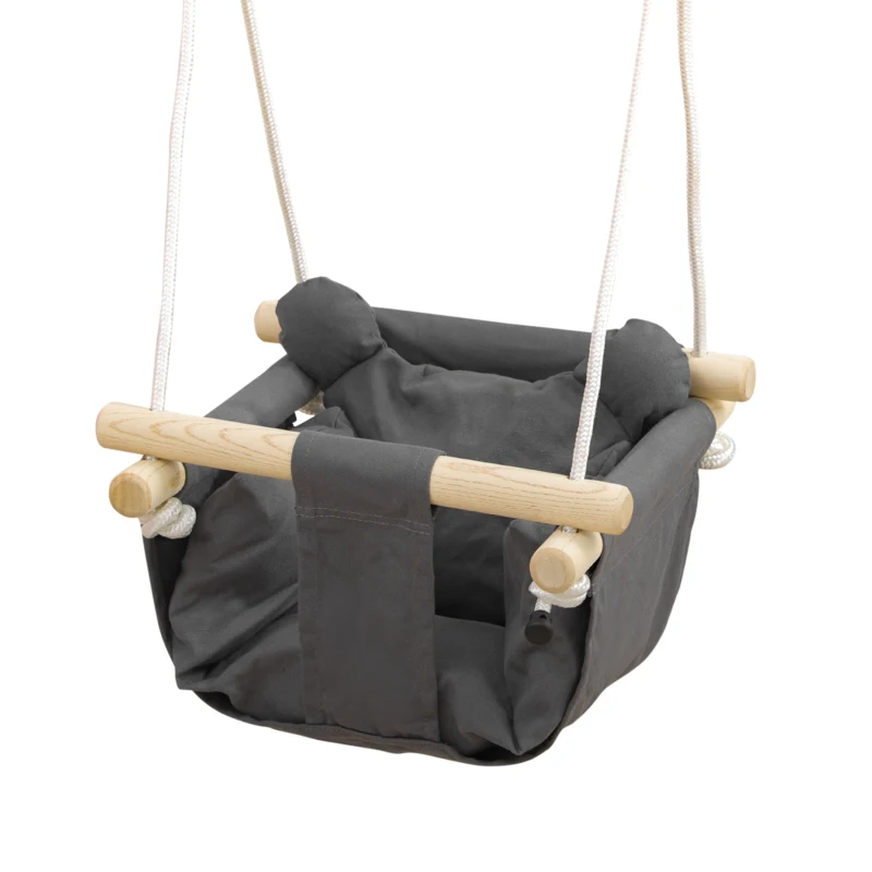 AIYAPLAY Baloiço para Bebés de 9-36 Meses com Cordas Ajustáveis e Assento Acolchoado 40x40x110-180 cm Cinza Escuro