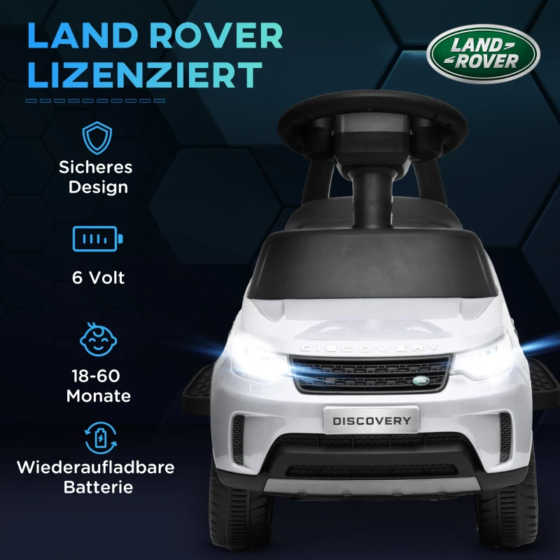 AIYAPLAY Elektrische kinderauto 6V, Land Rover, rij-/duwmodus, koplampen, muziek, Wit