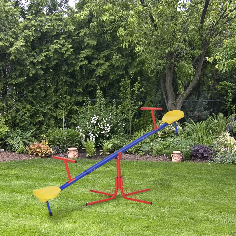 Outsunny Kinderen tuinwip 360° draaibare wip carrouselwip metaal meerkleurig