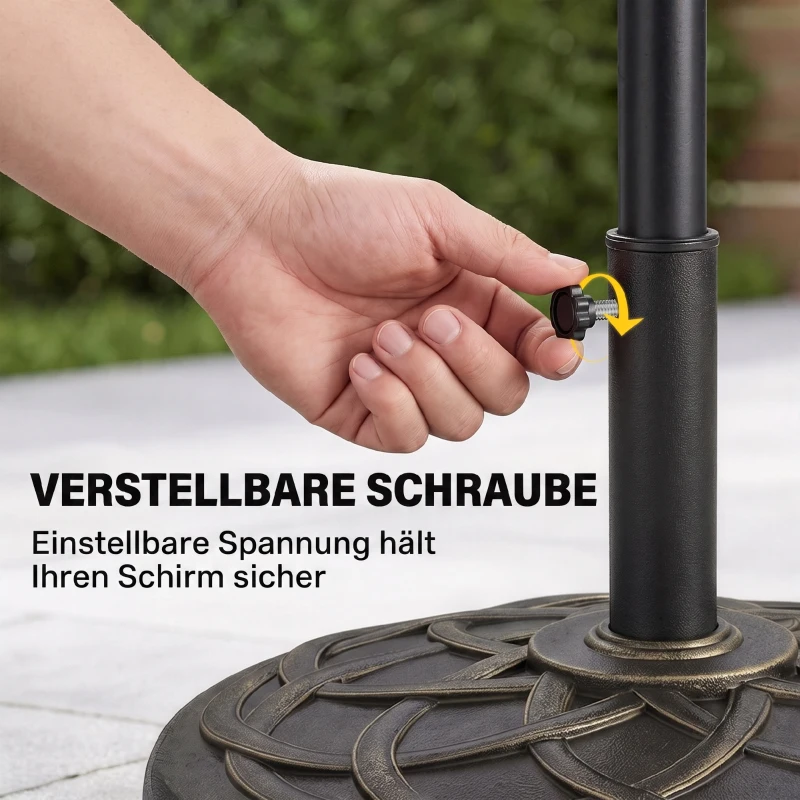 Outsunny Pied de Parasol Base de lestage de Parasol Rond résine Imitation Fonte Motif Rosace diamètre 54,5 cm Poids Net 19 Kg