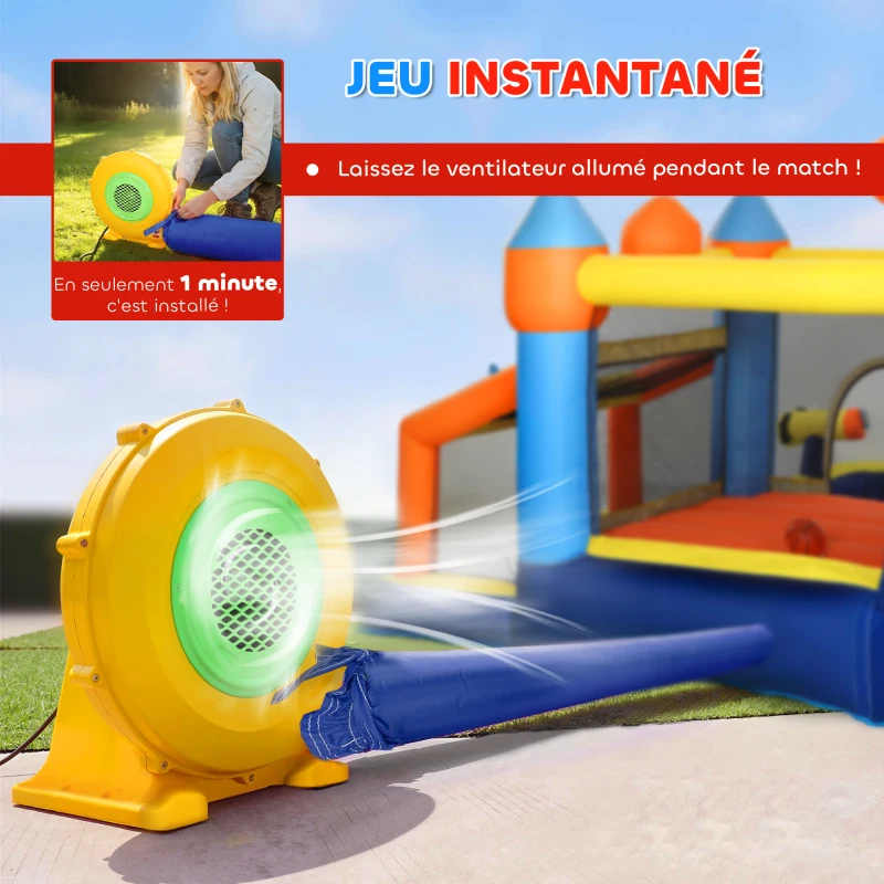 AIYAPLAY Château gonflable avec souffleur 8 en 1, parc aquatique, toboggan, trampoline, piscine à balles, multicolore