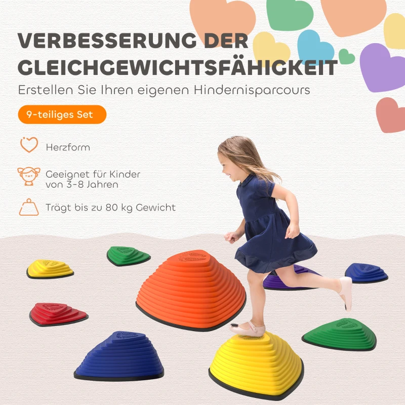 AIYAPLAY 9-delige Trittsteinen, antislip ontwerp, voor binnen & buiten, stapelbaar, Kleurrijk