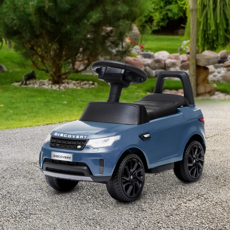 AIYAPLAY Elektro Kinderauto 6V, Land Rover, Fahr-/Schiebemodus, Scheinwerfer, Musik, Hellblau