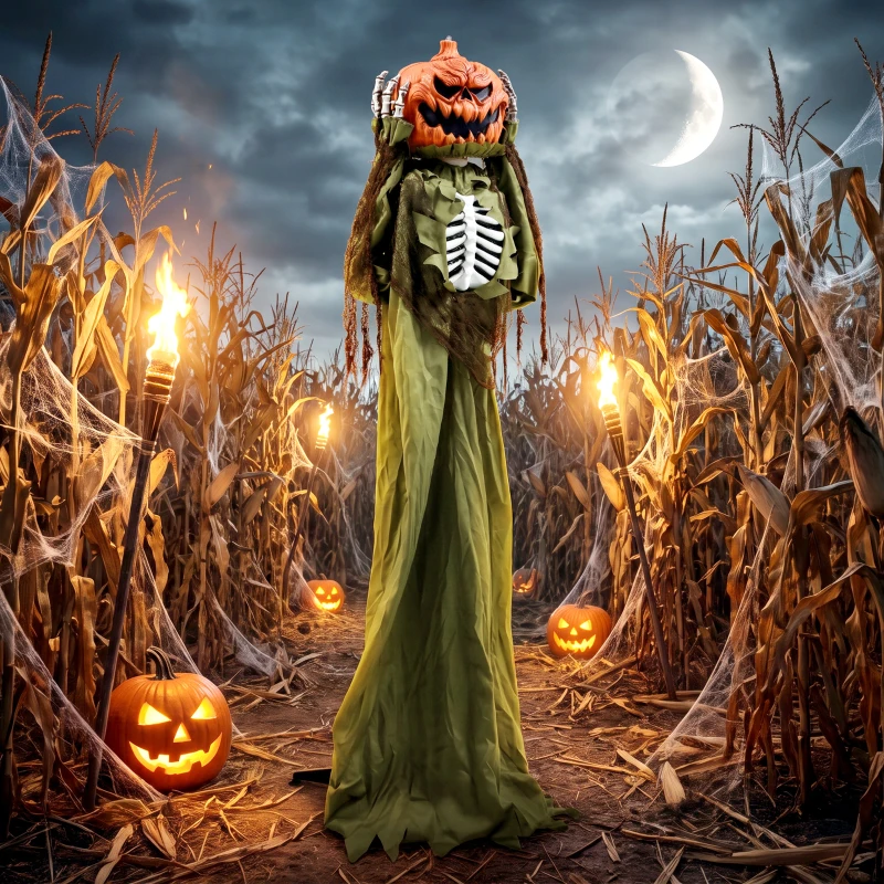 HOMCOM Geanimeerd pop-up pompoen-skelet, 173 cm, griezelige Halloween-decoratie met licht, geluid- en aanraakactivatie