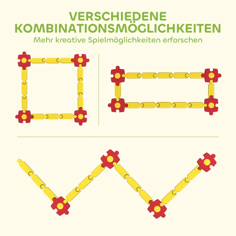 AIYAPLAY Kinder Balansbalk Set, vrij ontwerpbaar, kunststof, flexibele onderdelen, Geel+Rood
