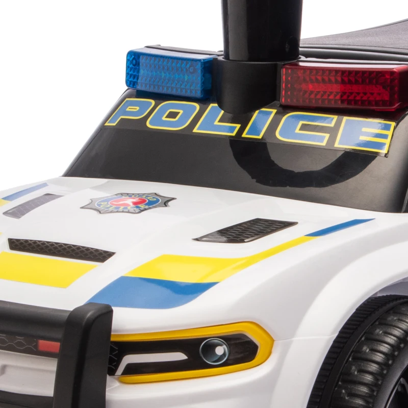 AIYAPLAY Kinderloopauto Politie met Muziek, Verlichting, Anti-kipbescherming en Opbergruimte, 18-36 Maanden, Wit