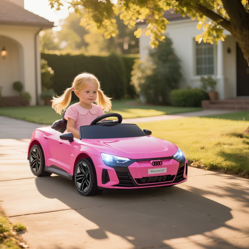 HOMCOM Auto Elettrica per Bambini 3-5 Anni con Telecomando, Sospensioni e Clacson, 103x58x41 cm, Rosa