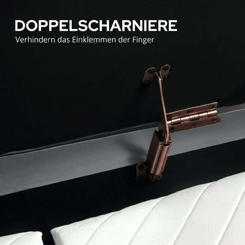 HOMCOM Opbergbank met klepdeksel en opbergruimte, stoffen bekleding, hout en metaal, grijs/goudkleurig