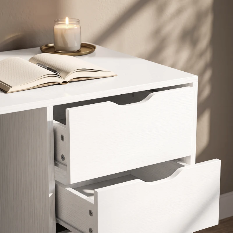 HOMCOM Bureau 140 cm met 8 laden, modern bureau met opbergruimte, witte houtlook