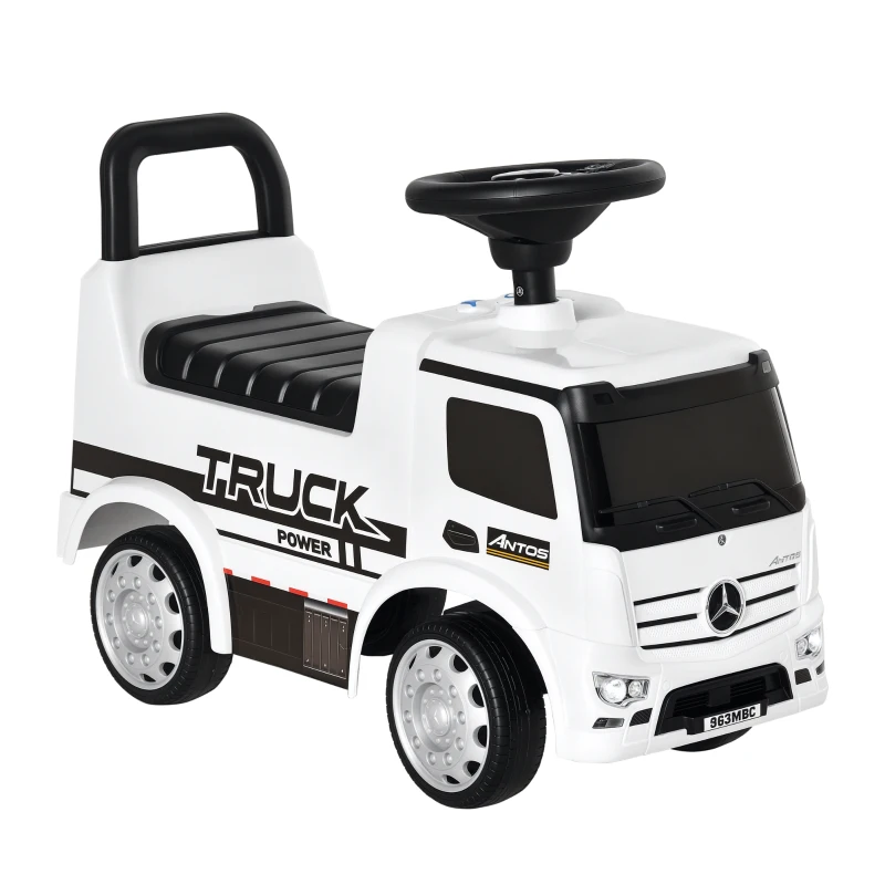 HOMCOM Voiture porteur Enfants licence Mercedes Benz 12-36 Mois Coffre klaxon phares Blanc