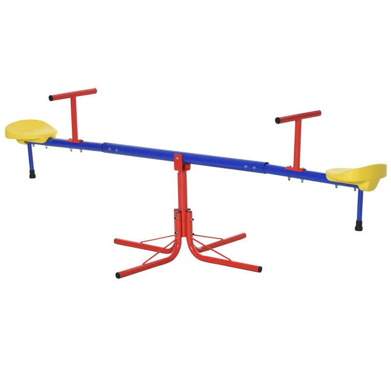 Outsunny Balancín Giratorio 360 Grados para Niños +3 Años con Base de 4 Varillas Postes de Tope y Asas Fáciles de Agarrar Patio Jardín 184x76x71 cm Multicolor