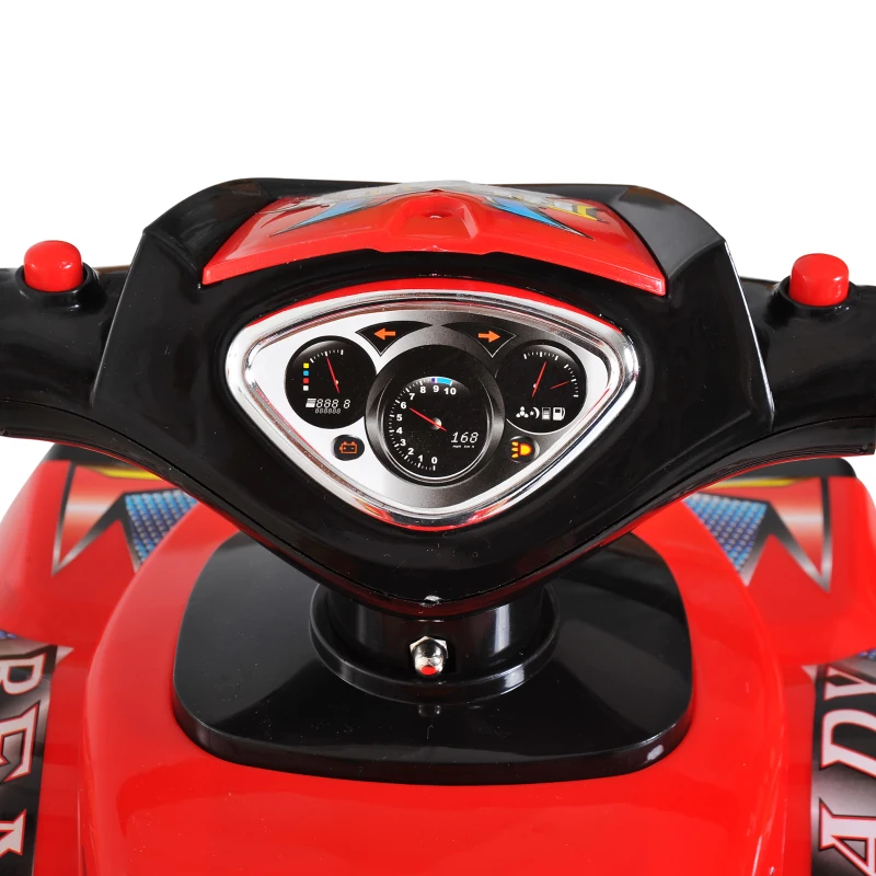 HOMCOM Quad Giocattolo per Bambini con Clacson, Musica e Luci, 60x38x42 cm, in PP Rosso