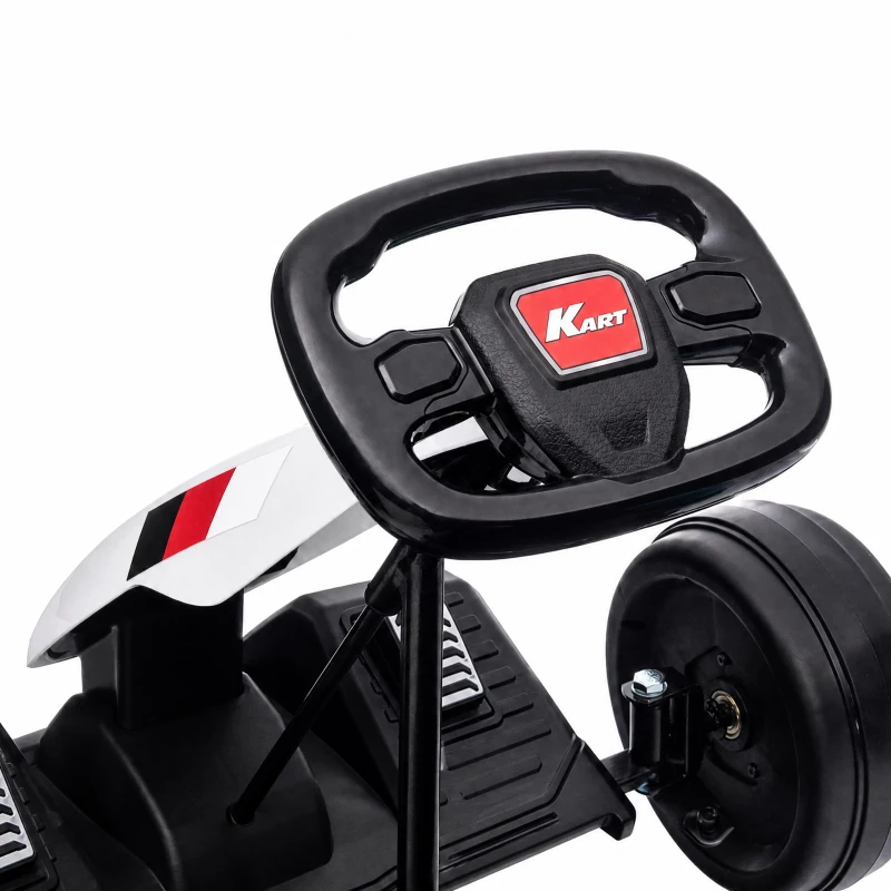 AIYAPLAY 24 V elektrische driftkart voor kinderen, tot 18 km/u, met driftfunctie, 2 motoren en verstelbare stoel, wit