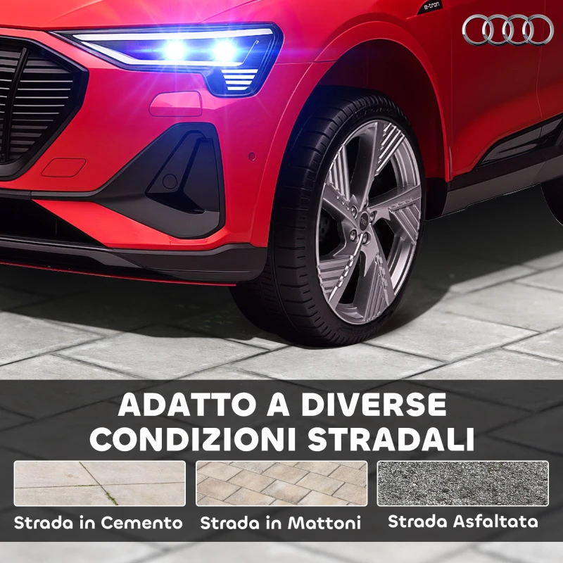 HOMCOM Macchina Elettrica per Bambini 12V con Telecomando, Velocità 3-8km/h, Luci e Musica, Età 3-5 Anni, Rosso