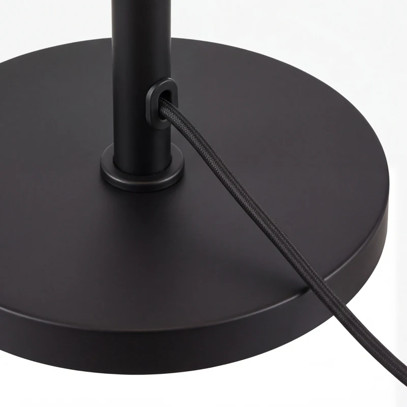 HOMCOM Vloerlamp met afstandsbediening, in hoogte verstelbaar, stoffen kap, metalen standaard, instelbare helderheid, voetschakelaar, zwart