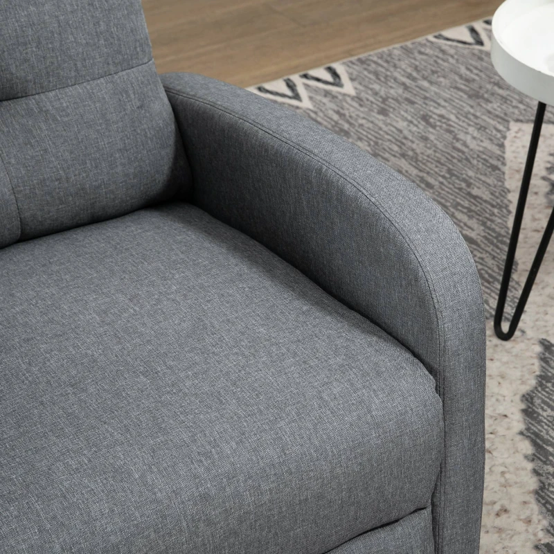 HOMCOM Poltrona Reclinabile 155° max in Tessuto Effetto Lino Grigio con Poggiapiedi, 67x87x98 cm