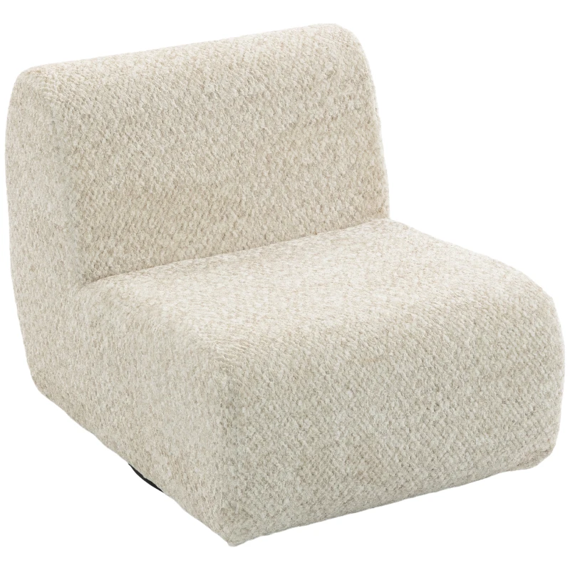 HOMCOM Fauteuil de salon pivotant 360°, canapé 1 place rembourré en chenille avec assise extra-large, rembourrage épais, beige