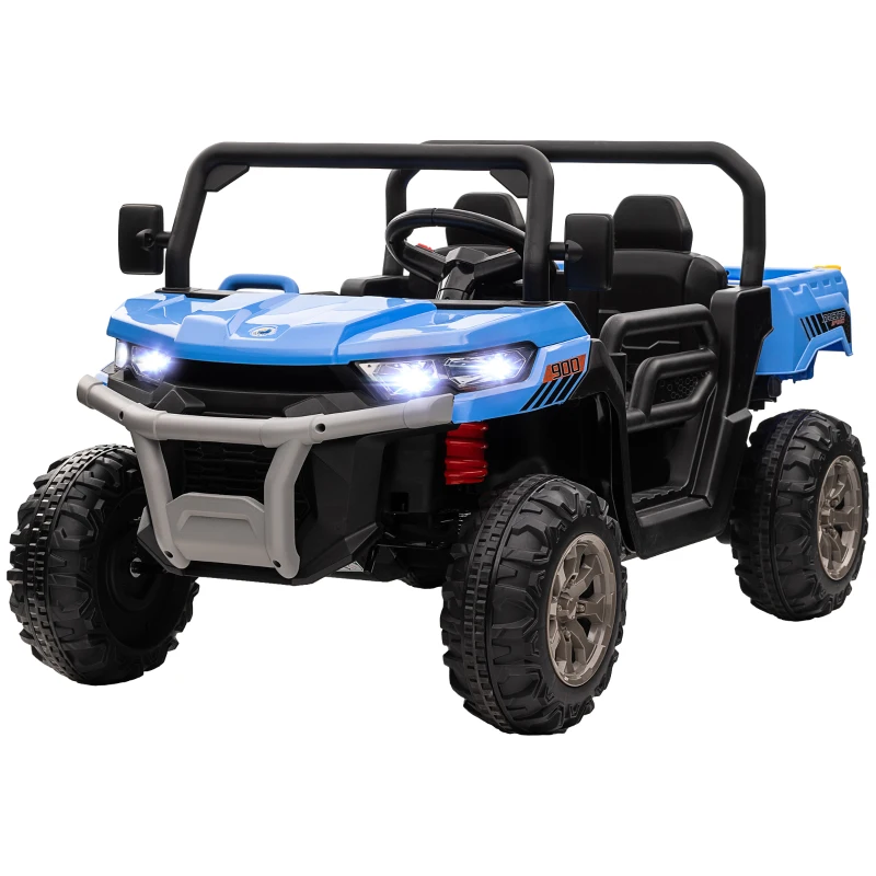 HOMCOM 12V 2 Seater Kids Electric Ride-On Car with Electric Bucket, Remote Control - Blue