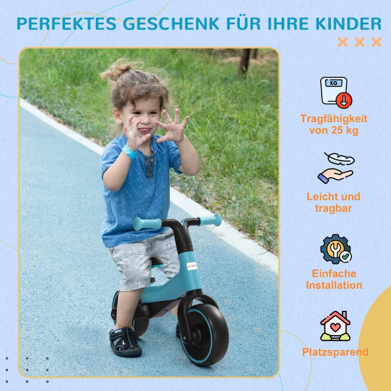 AIYAPLAY loopfiets voor kinderen van 1,5 tot 3 jaar, lichtgewicht: slechts 3,5 kg, in hoogte verstelbare stoel, metalen frame, blauw