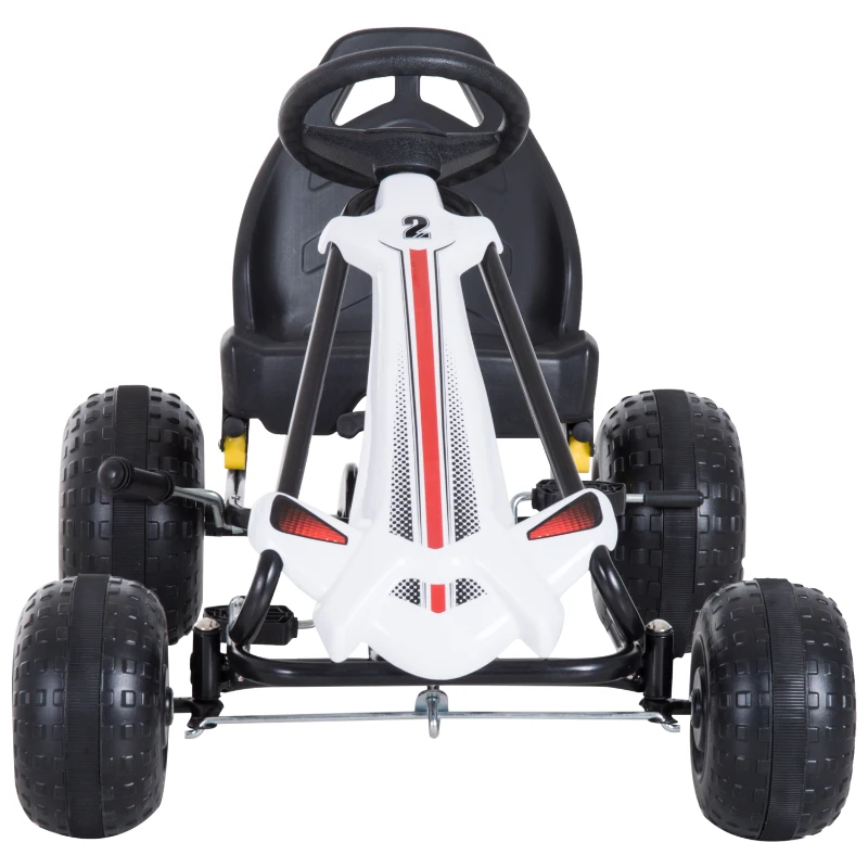 HOMCOM Vélo et véhicule pour enfants kart à pédales siège réglable frein manuel roues AR plastique acier noir blanc