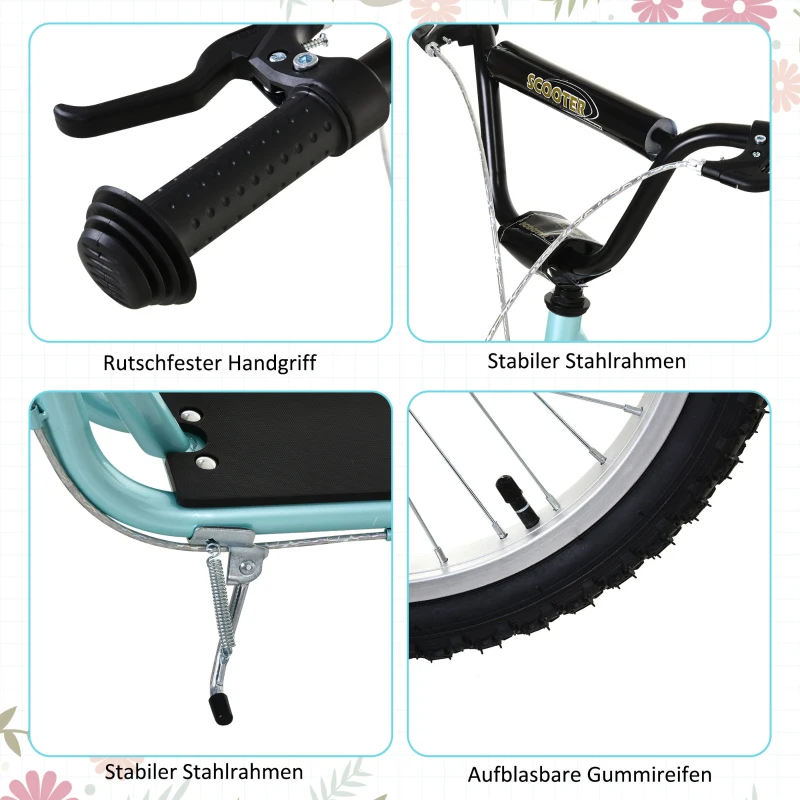 HOMCOM step kinderscooter scooter stadsscooter luchtbanden verstelbaar blauw(m-7)