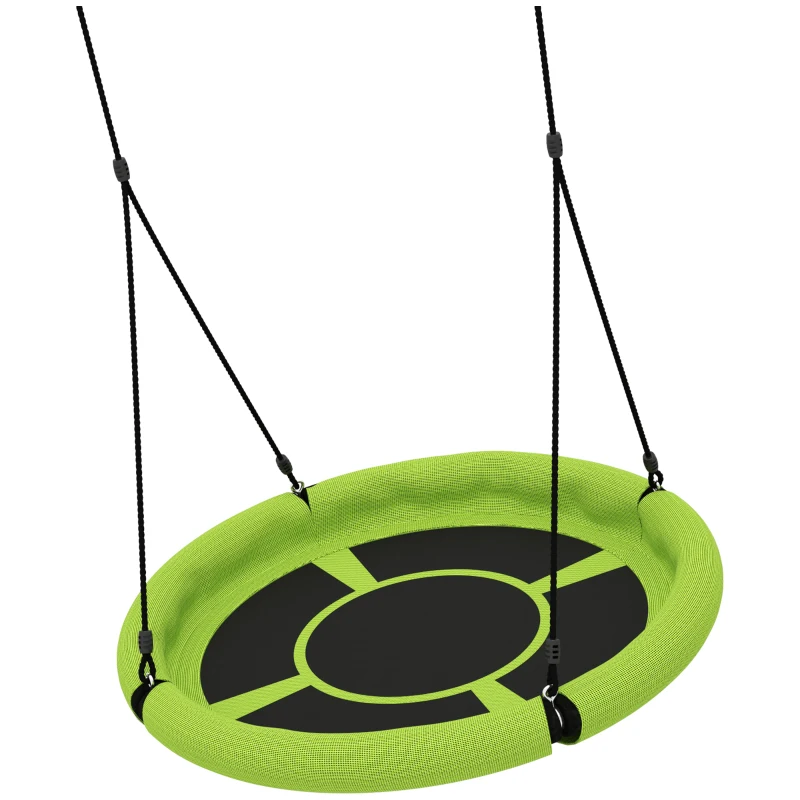 AIYAPLAY 100cm Diameter Nest Seat for Kids with Height Adjustable Hanging Ropes for Outdoor, Playground, Garden, Green