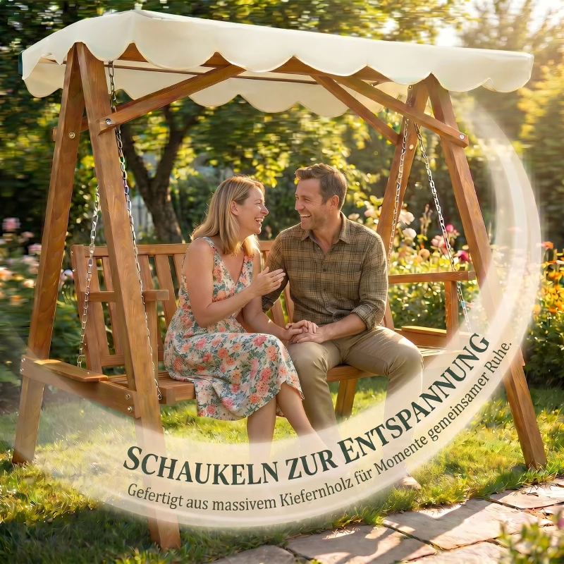 Outsunny Hollywoodschommel tuinschommel bank schommel 2-zitter lariks 240 kg