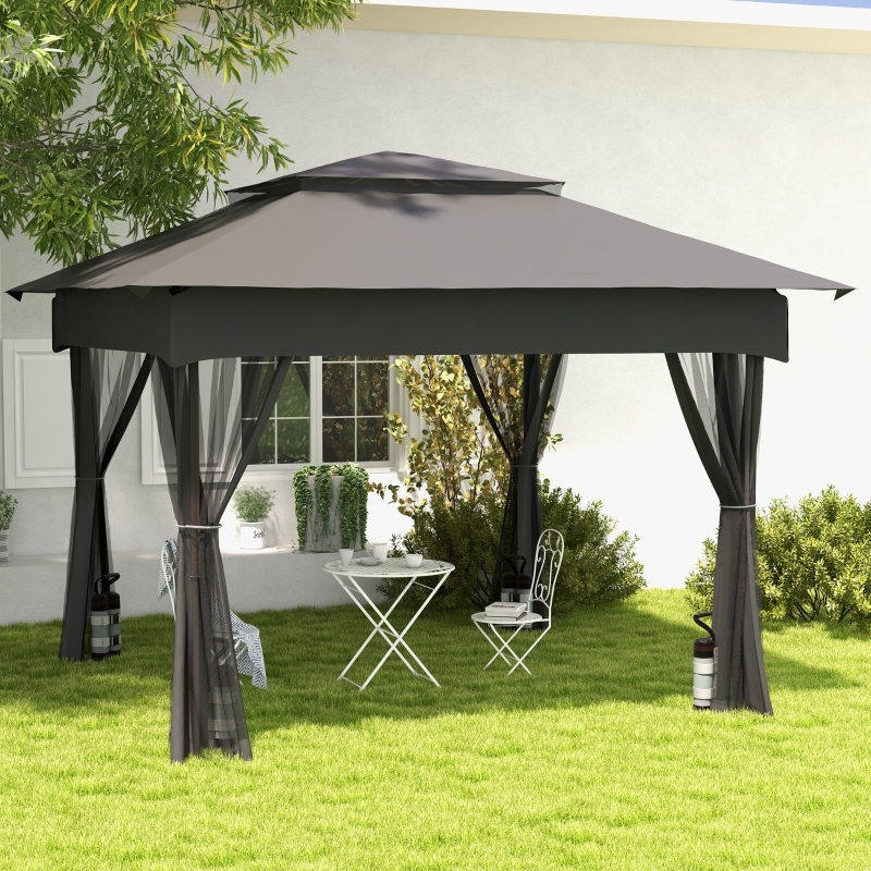 Outsunny Set 4 Pesi per Gazebo Riempibili con Sabbia fino a 12 kg, in Tessuto Oxford 168D, 20x10x43 cm, Nero e Grigio