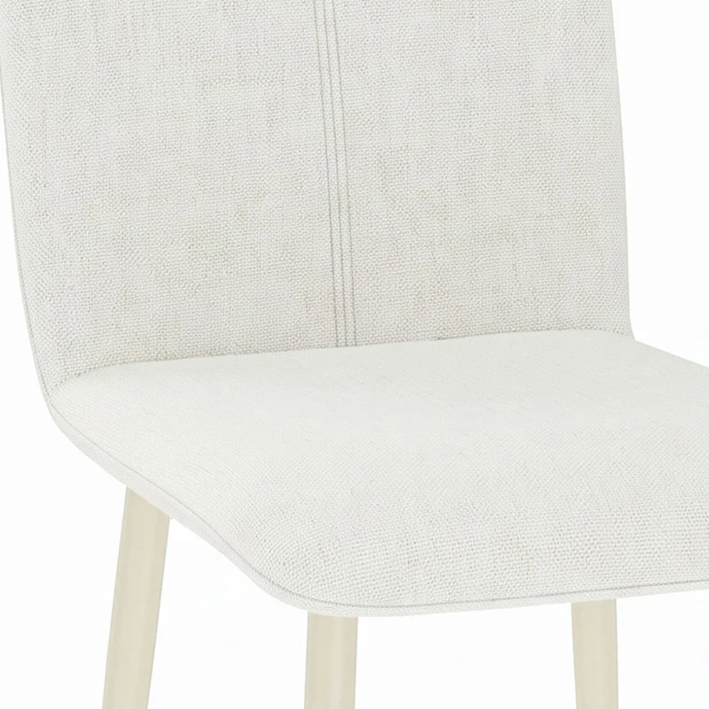 HOMCOM Eetkamerstoelen set van 2, gevoerde keukenstoelen in linnenlook met lichte poten, crème