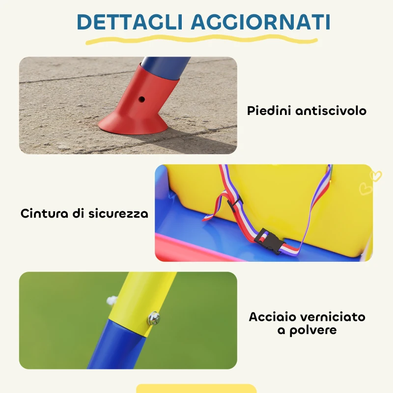 AIYAPLAY Altalena da Giardino per Bambini Regolabile con Schienale e Barriera, in Acciaio e PP, 128x155x157 cm, Blu