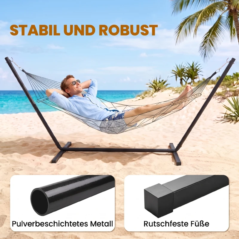 Outsunny Hängemattengestell für Hängematten Hängemattenständer mit Haken für Hängematte 330-360 cm Garten Strand Metall 360 x 92 x 112 cm bis 120 kg