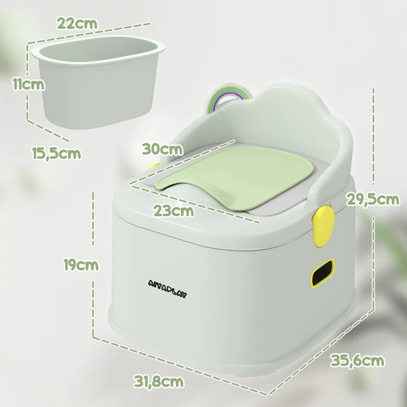 AIYAPLAY Vasino per Bambini 3 in 1 con Vaschetta Rimovibile e Imbottitura, Età 6 Mesi-6 Anni, Grigio
