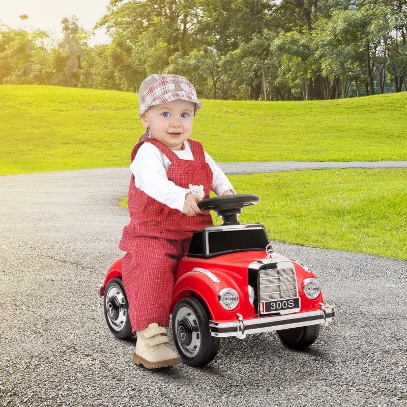 AIYAPLAY Porteur Enfants Voiture Licence Mercedes-Benz 300S 18-48 mois coffre rangement sous le siège rouge