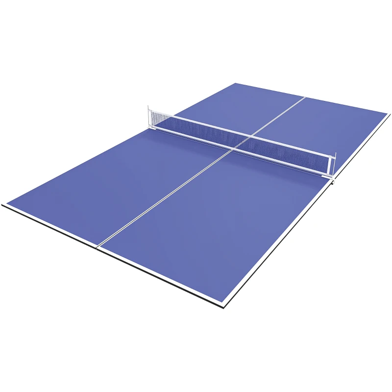 SPORTNOW 9 ft Folding Ping Pong Table Top for Billiard Tables, Table Tennis Conversion Top with Net, Foam Padding, Blue